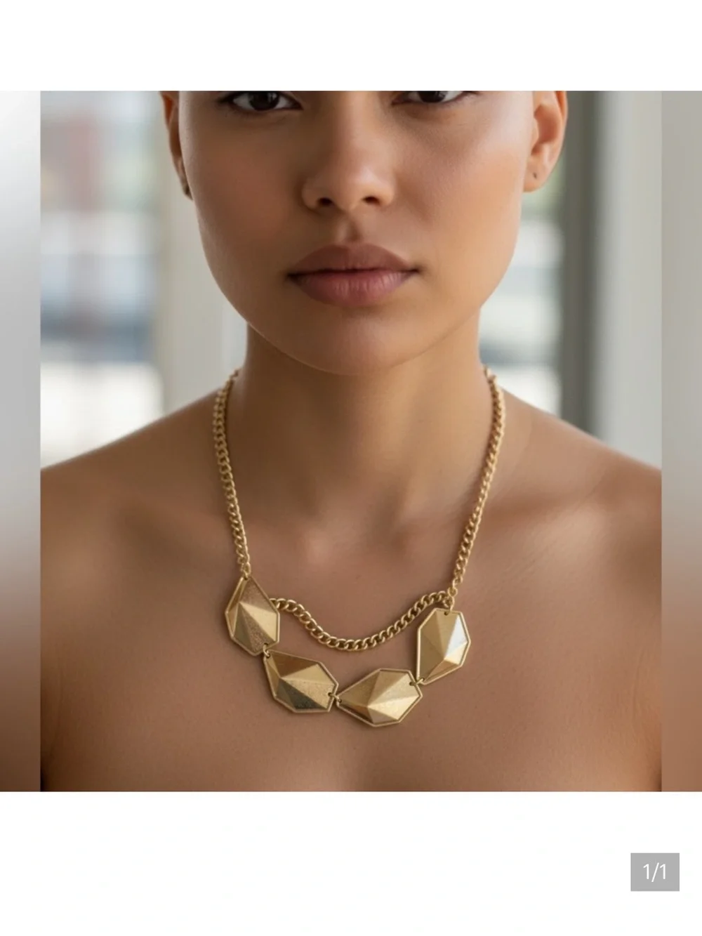 Chunky Gold Geometric Statement Necklace for Women